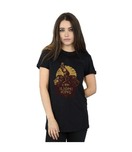 Disney Womens/Ladies The Lion King Movie Sunrise Collage Cotton Boyfriend T-Shirt (Noir) - UTBI29203