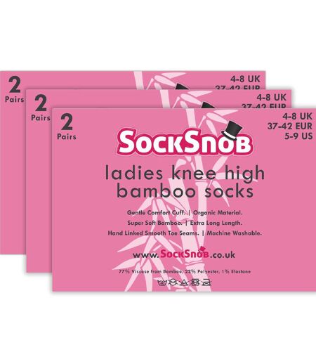 Sock Snob - 6 Paires Femme Chaussettes Hautes Bambou Longues Rembourré