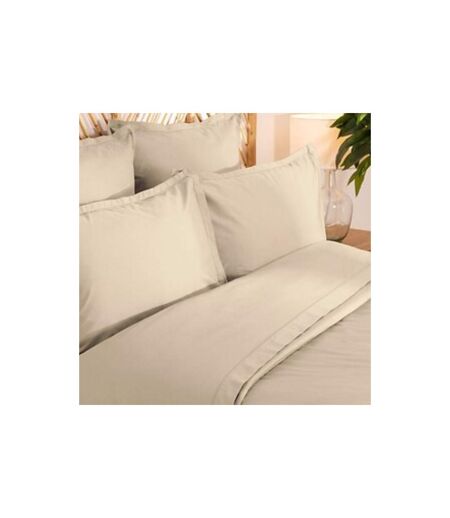 Parure de Lit 3 Pièces Percale 260x240cm Beige Lin
