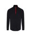 TriDri Mens Long Sleeve Performance Quarter Zip Top (Black/Red)