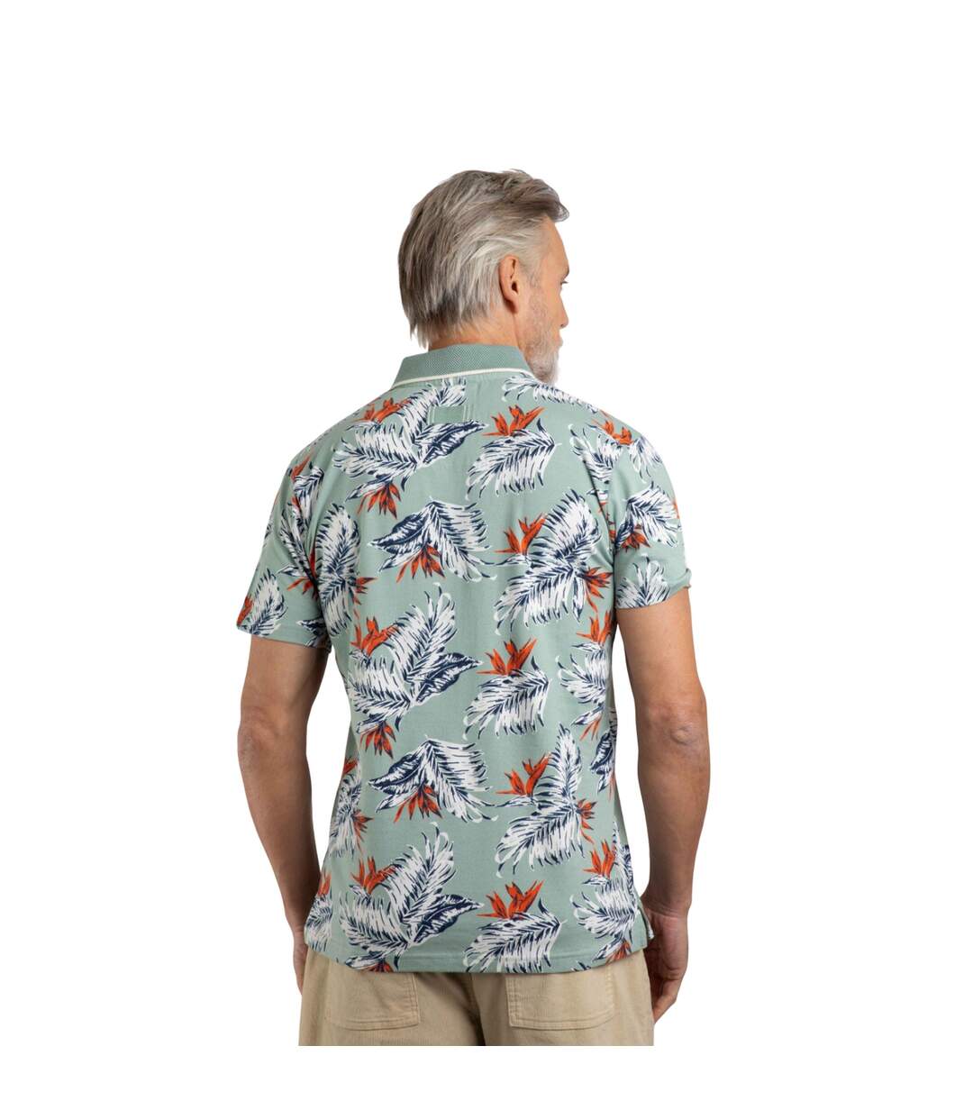 Mens sarat printed polo shirt mineral blue Weird Fish-3