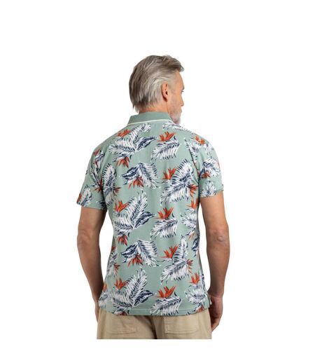 Mens sarat printed polo shirt mineral blue Weird Fish