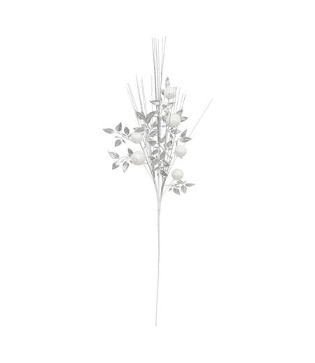 Branche Déco de Noël Feuilles & Boules 75cm Argent