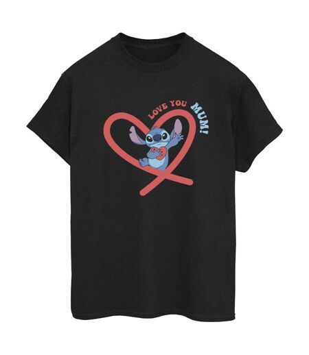 Disney Femmes/Les femmes Lilo & Stitch Love You Mum T-Shirt boyfriend en coton (Noir) - UTBI30120