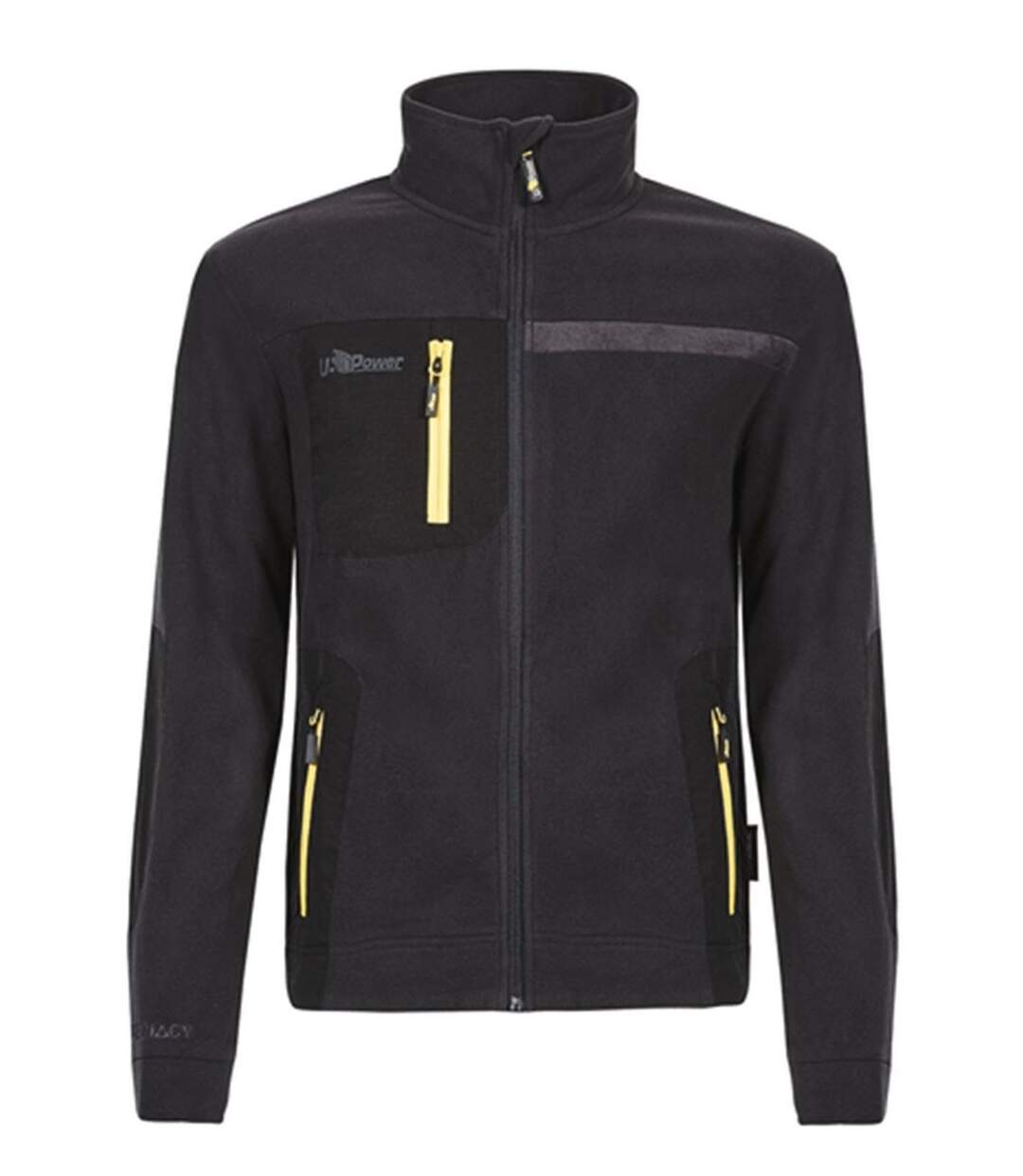 Veste de travail zippée micropolaire pour homme - UPFU225 - noir et jaune