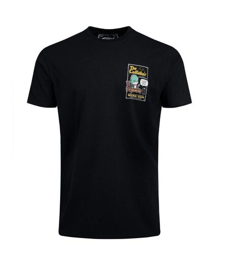 Mens codfather back print t-shirt black Weird Fish