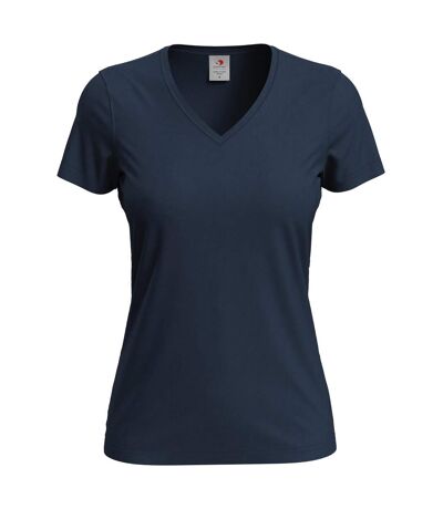 Womens/ladies Classic V Neck Tee Blue Midnight Stedman