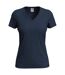 Womens/ladies Classic V Neck Tee Blue Midnight Stedman-1