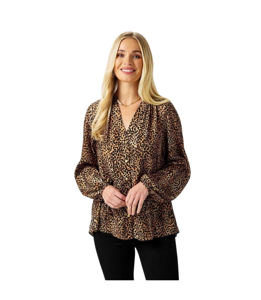 Blouse Motif/style Imprimé Léopard Femme Marron Noir Biba-1