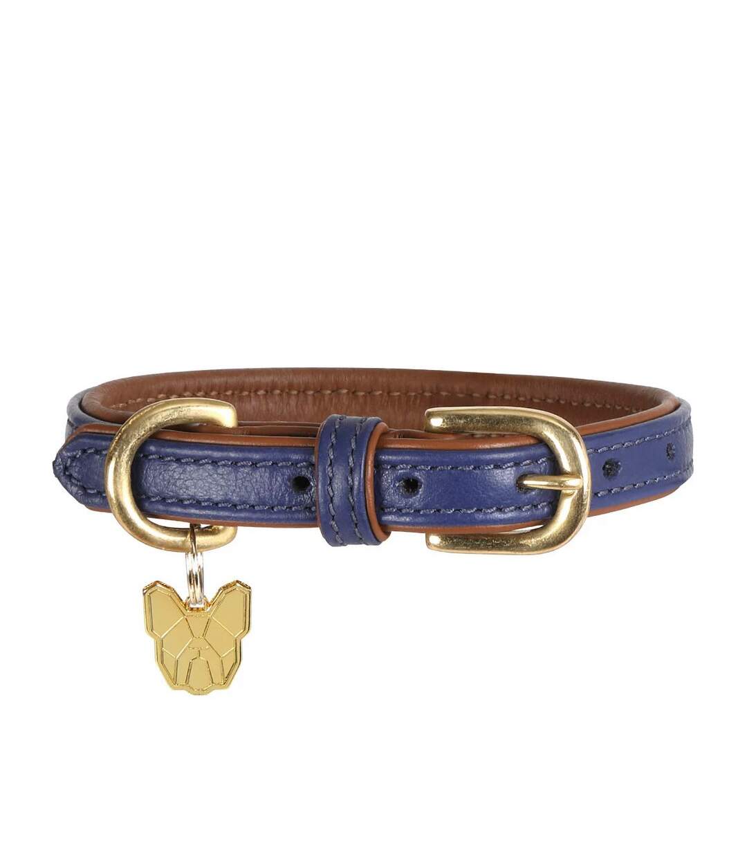 Leather padded dog collar xl neckline: 58cm-64cm navy Digby & Fox-1