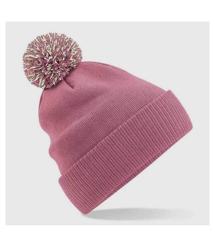 Unisex adult beanie dusky pink/off white Beechfield