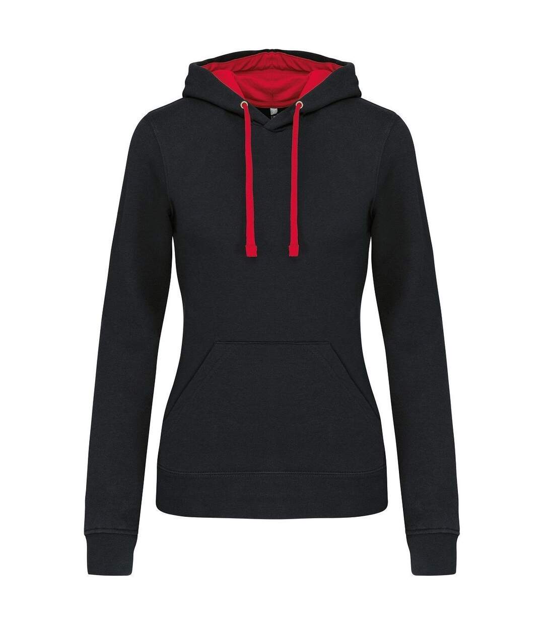 Sweat à capuche contrastée - Femme - K465 - noir et rouge