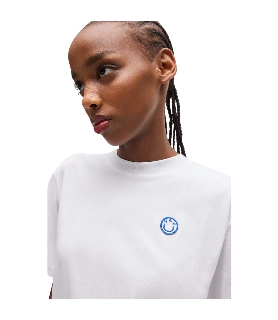 T-shirt Motif/style Logo Brodé Femme Blanc Hugo-4