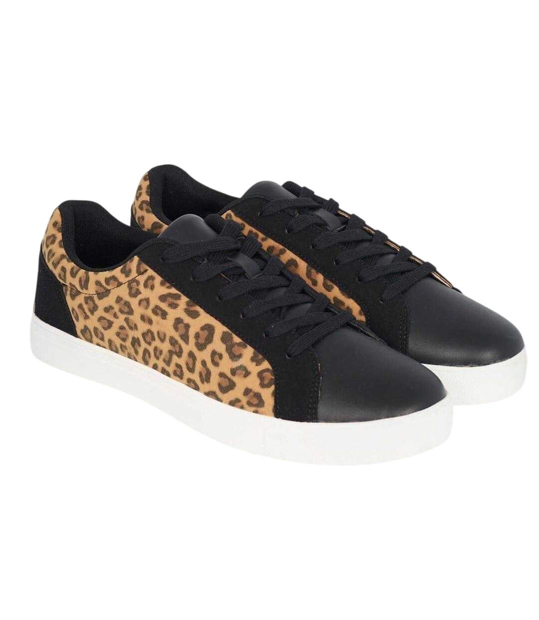 Mens Leopard Print Trainers Black Leopard Brave Soul-3