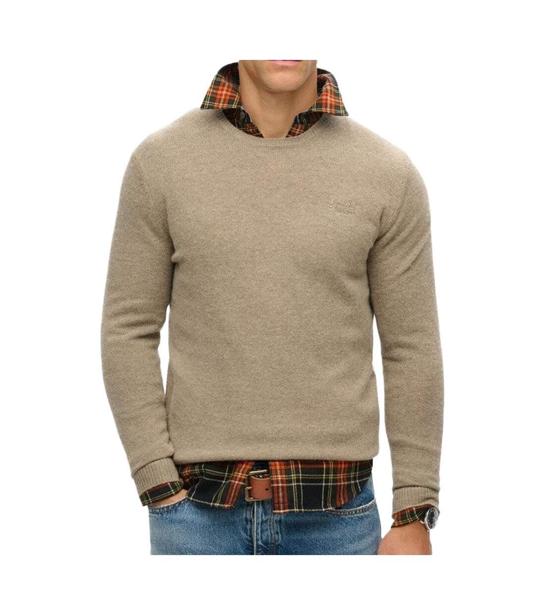 Pull vert homme superdry essential slim fit crew jumper-1