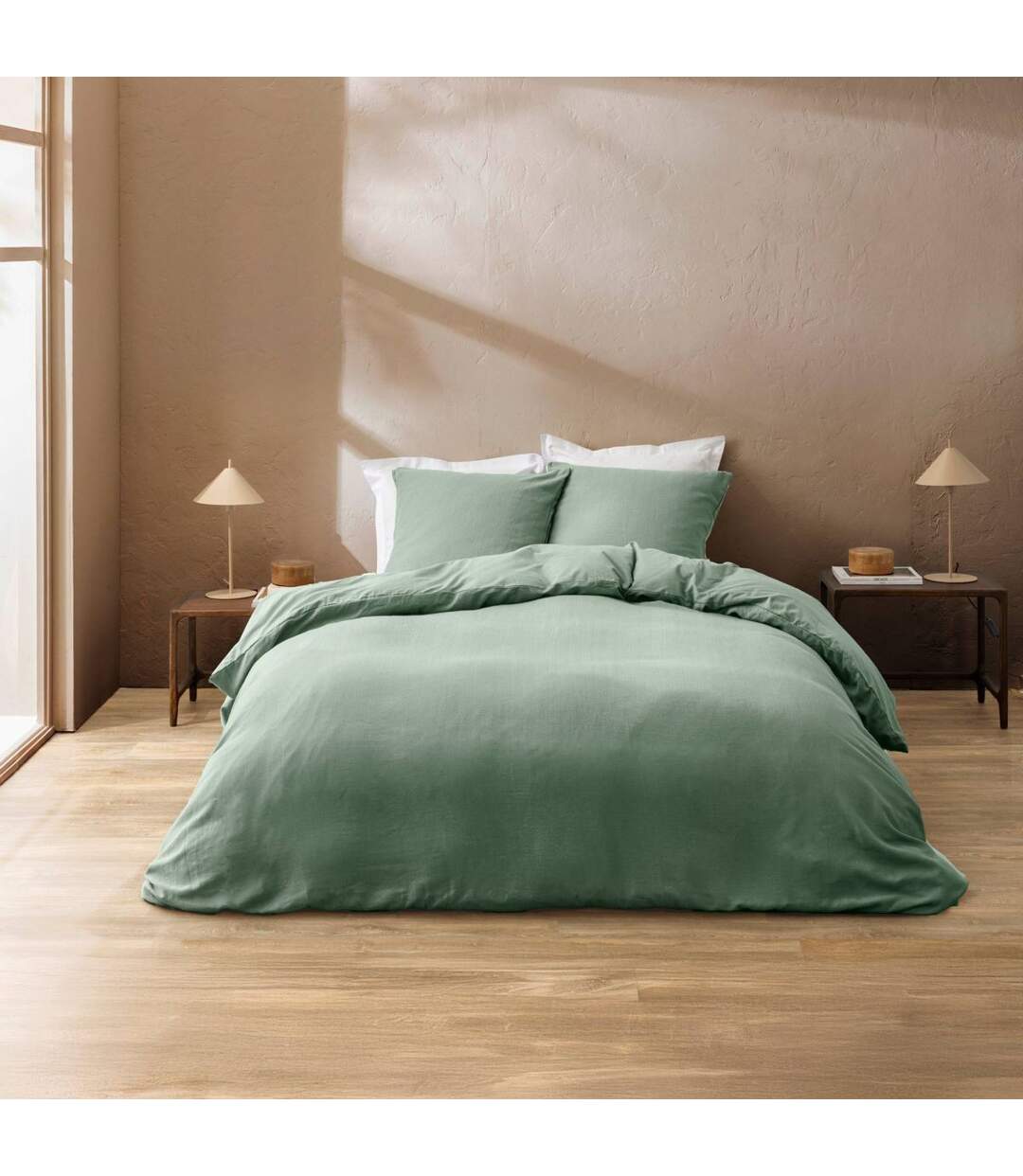 Parure de Lit 3 Pièces Clara 240x220cm Vert Cèdre-1