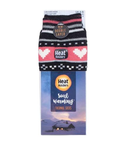 Ladies Fairisle Non Slip Thermal Slipper Socks