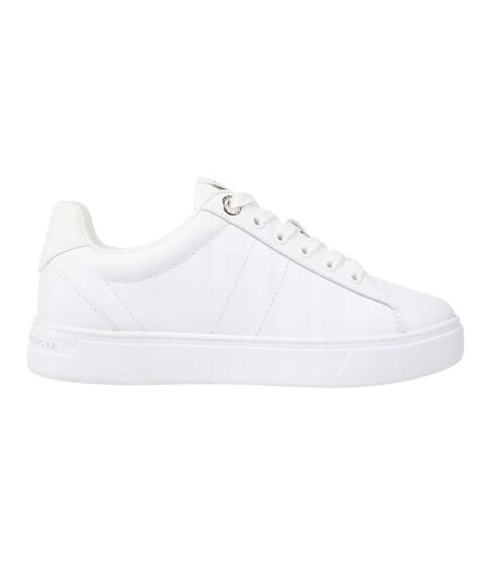Womens/ladies Flat Court Trainers White Tommy Hilfiger