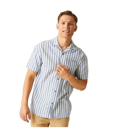 Mens Shorebay Ii Stripe Short-sleeved Shirt Coronet Blue White Regatta