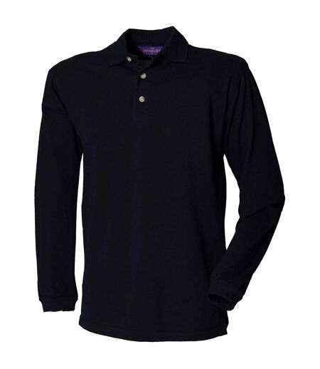 Henbury Mens Pique Long-Sleeved Polo Shirt (Navy)