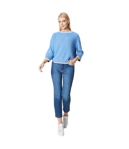 Womens/ladies boxy 3/4 sleeve jumper grey blue Principles