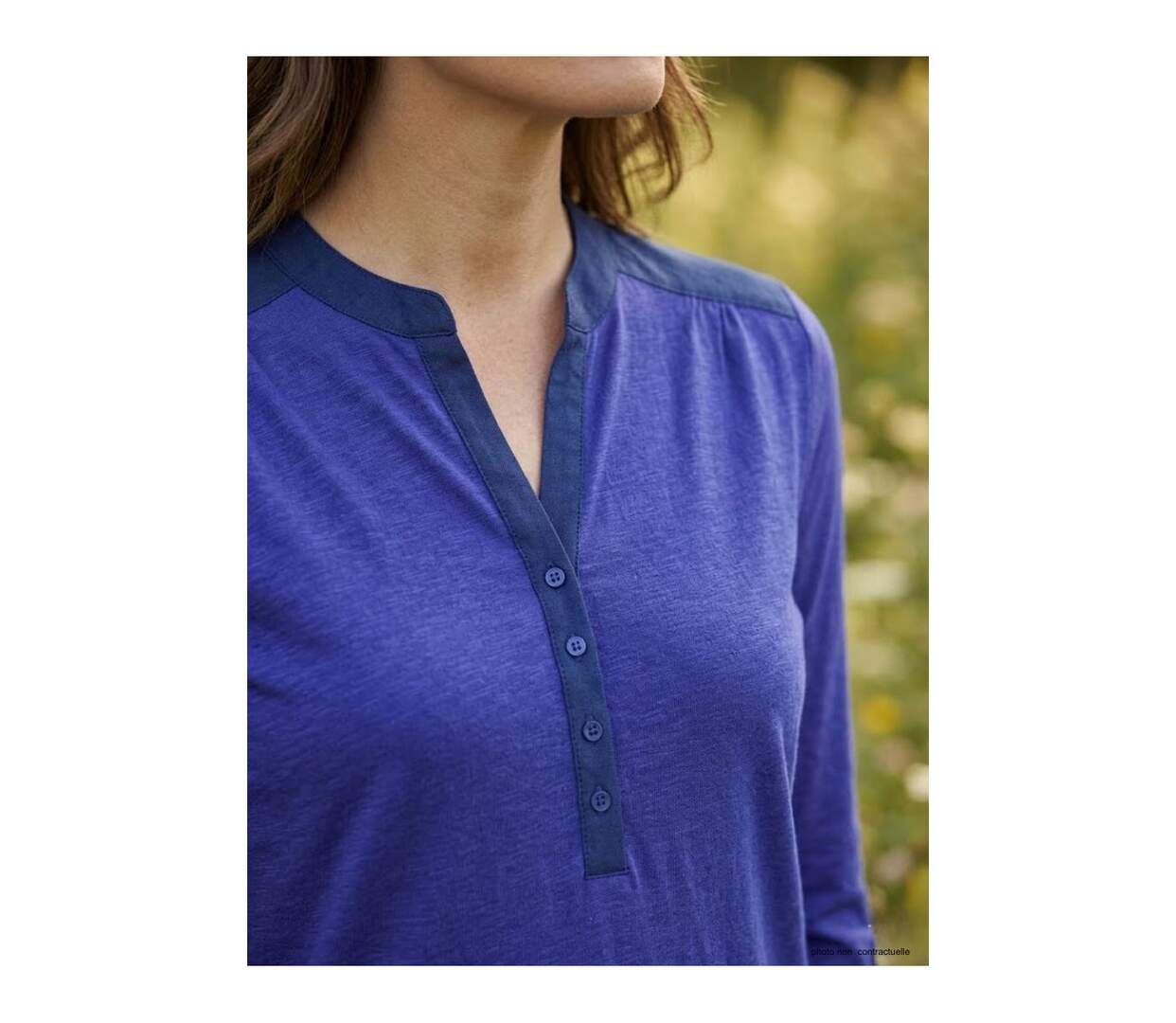 Tee-shirt MAYFLOWER DIMAGO5 manches longues : le chic du bleu bi-matière-4