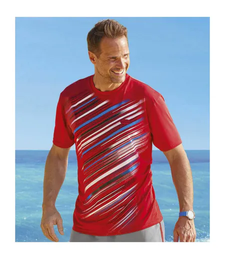 Atlas For Men Mens Sports T-Shirt (Pack of 3) (White/Red/Blue) - UTAF107