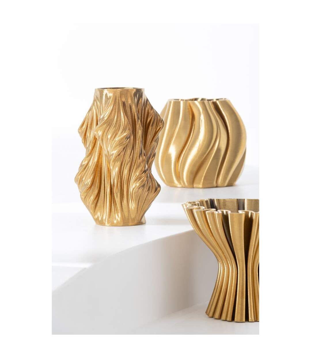 Vase Déco en Porcelaine Impression 3D 41cm Doré-3