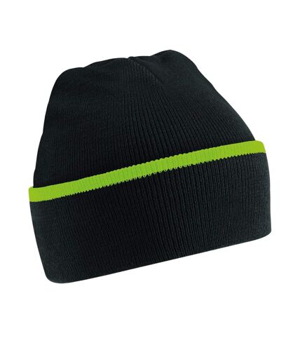 Bonnet teamwear noir / vert citron Beechfield