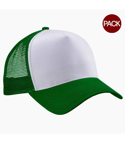 Lot de 2  casquettes de baseball homme vert / blanc Beechfield