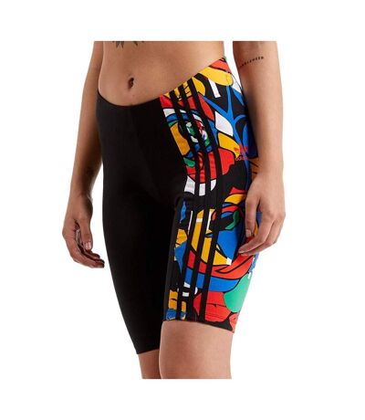 Short noir/jaune/bleu femme adidas cycling - 38