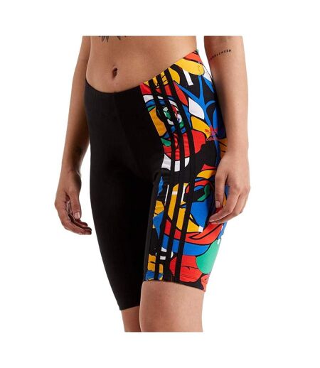 Short noir/jaune/bleu femme adidas cycling - 38