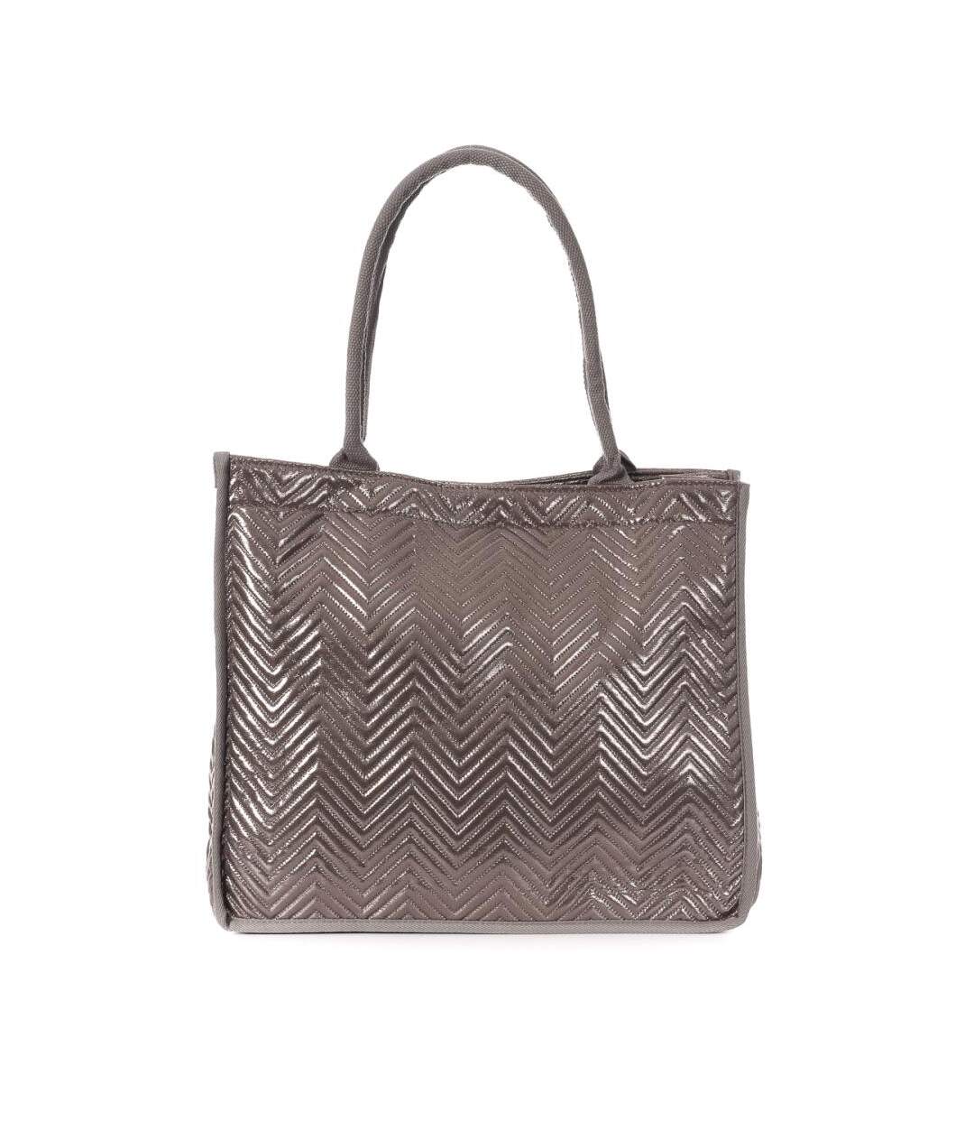 Sac Caba Fourre tout Gris Métallique Stella Green Matelasse Chevron 3 - Taille unique