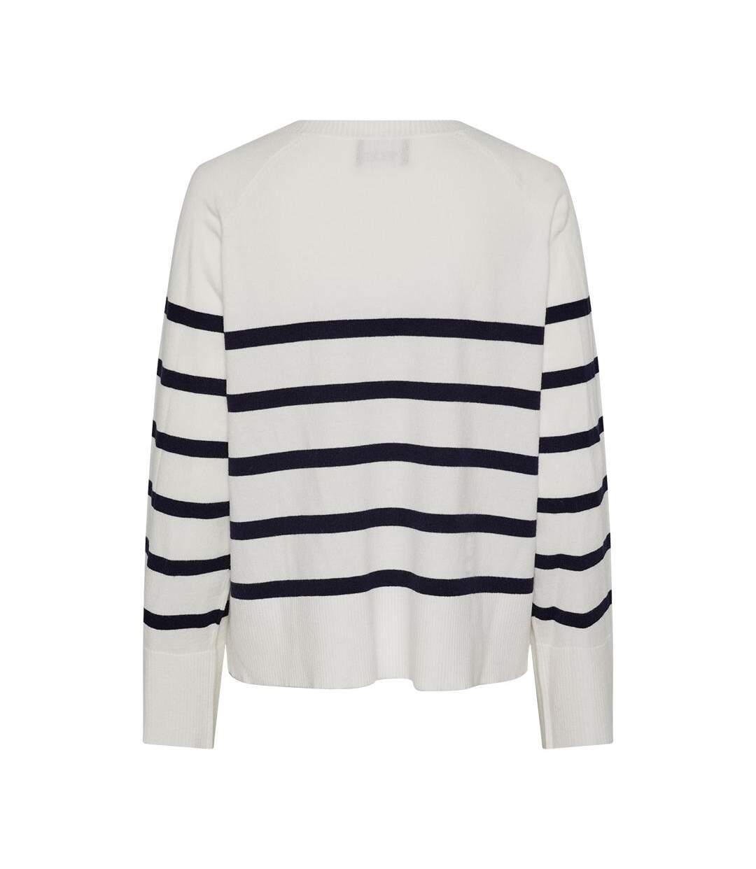 Pull Blanc/Bleu à rayures Femme Pieces Sia - L