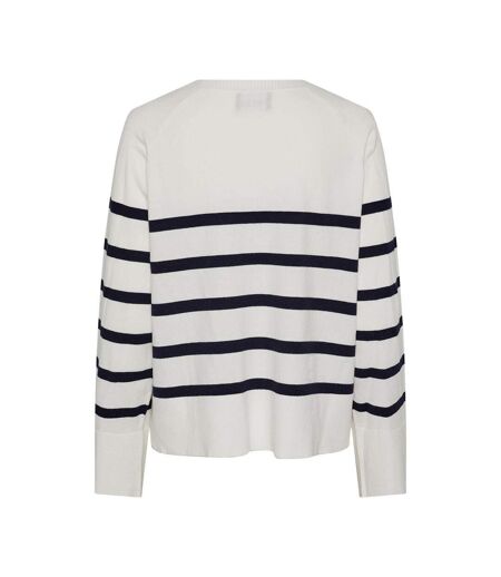 Pull Blanc/Bleu à rayures Femme Pieces Sia - L