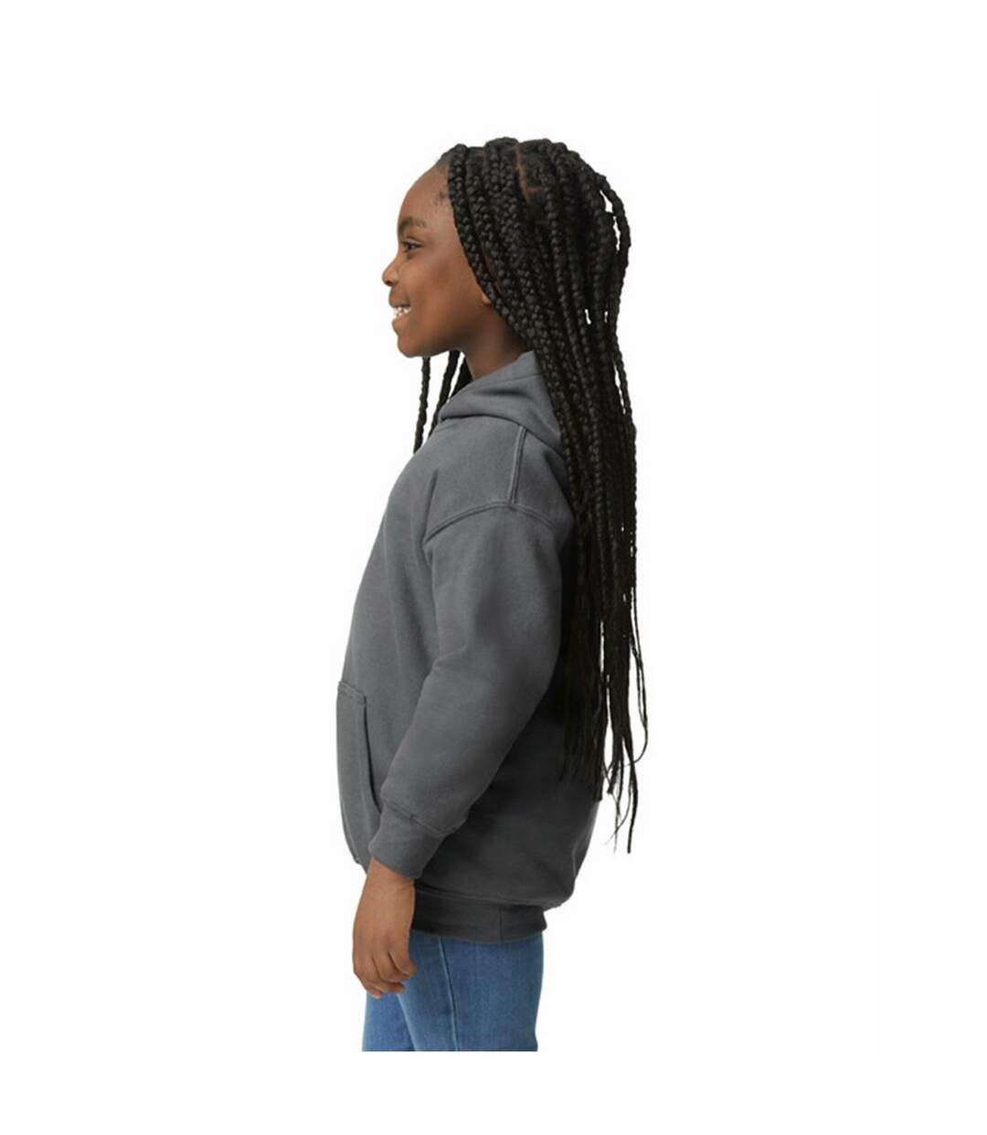 Sweat à capuche enfant charbon Gildan-3