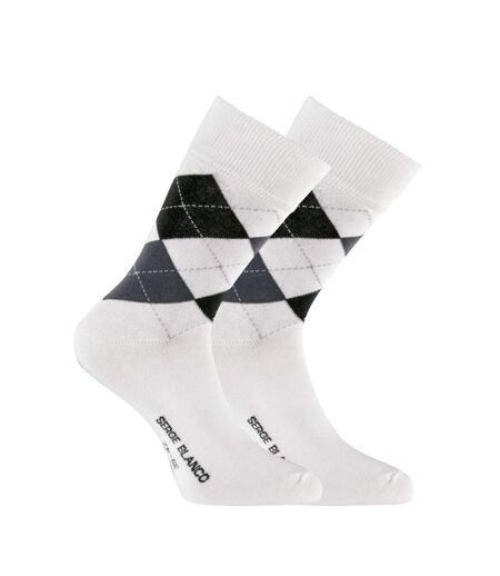 Lot de 12 paires de chaussettes de ville homme LosangeMarin Serge Blanco