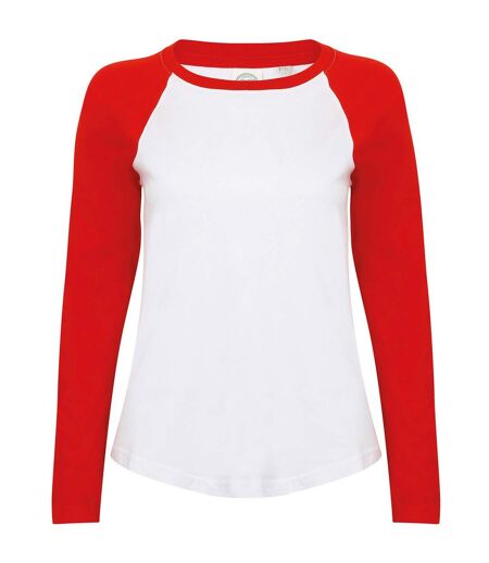 T-shirt femme blanc / rouge Skinni Fit