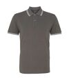 Asquith & Fox Mens Classic Fit Tipped Polo Shirt (Charcoal/ White)