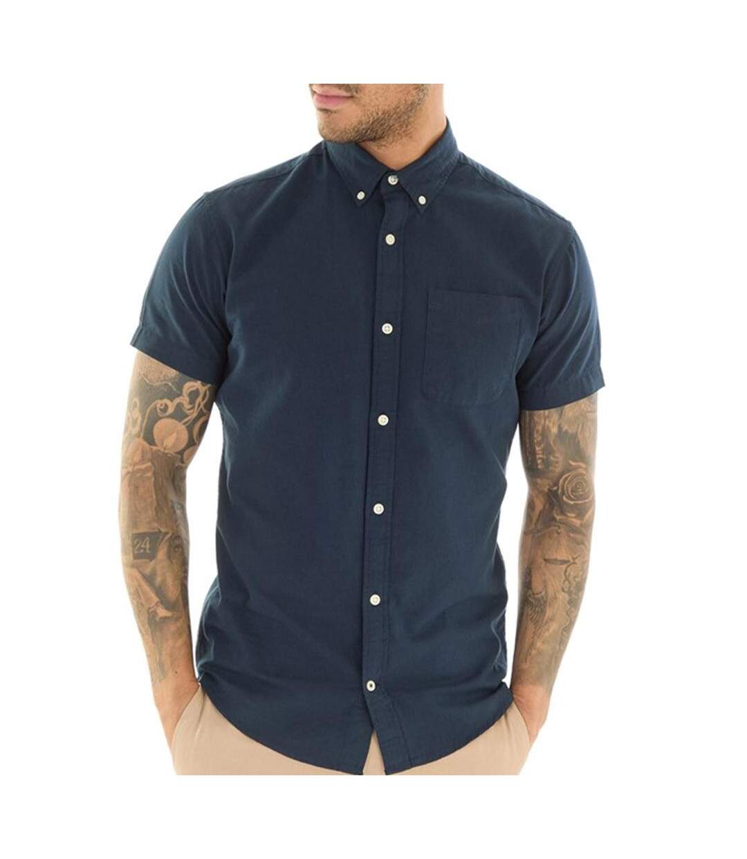 Chemise Manches Longues Marine Homme Jack & Jones Hoxford - XS-1