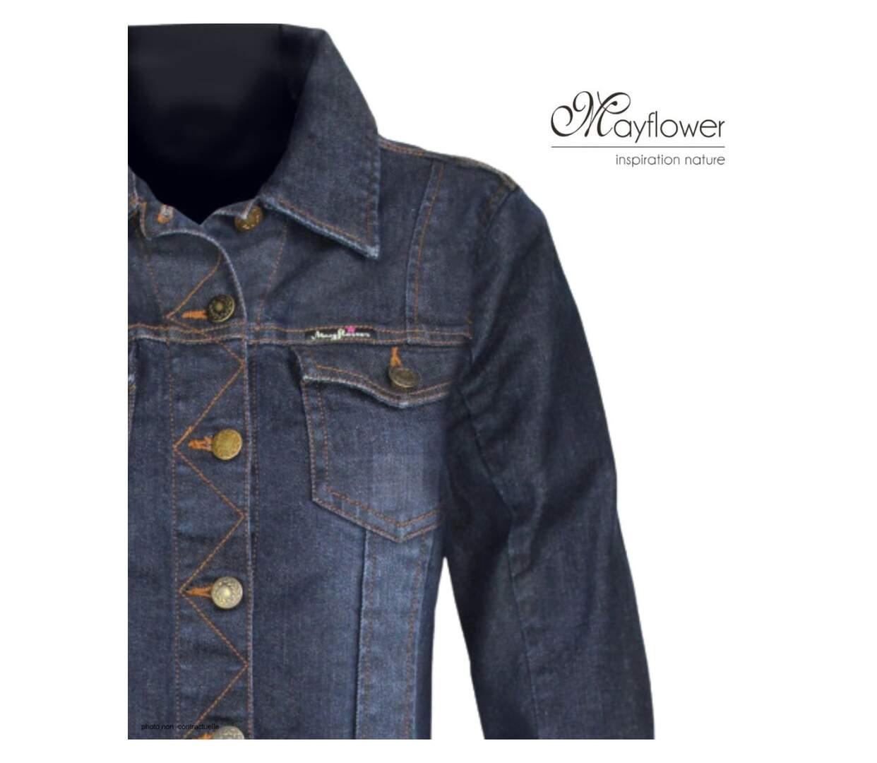 MAYFLOWER DALILA1B – Blouson en jean stretch pour femme : la veste ajustée au confort absolu-4