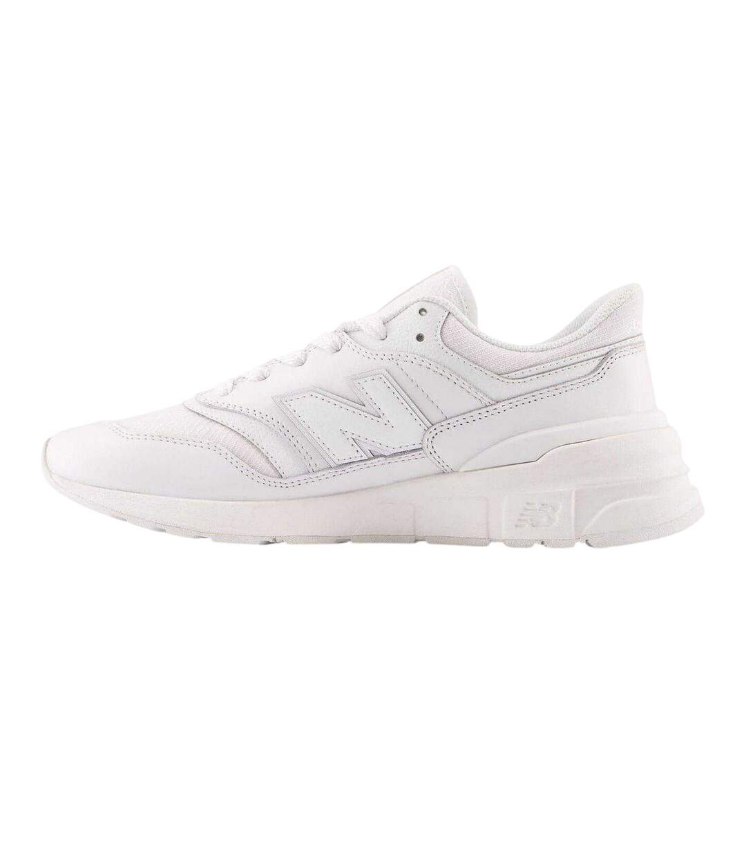 Mens 977r Leather Flat Trainers White New Balance-2