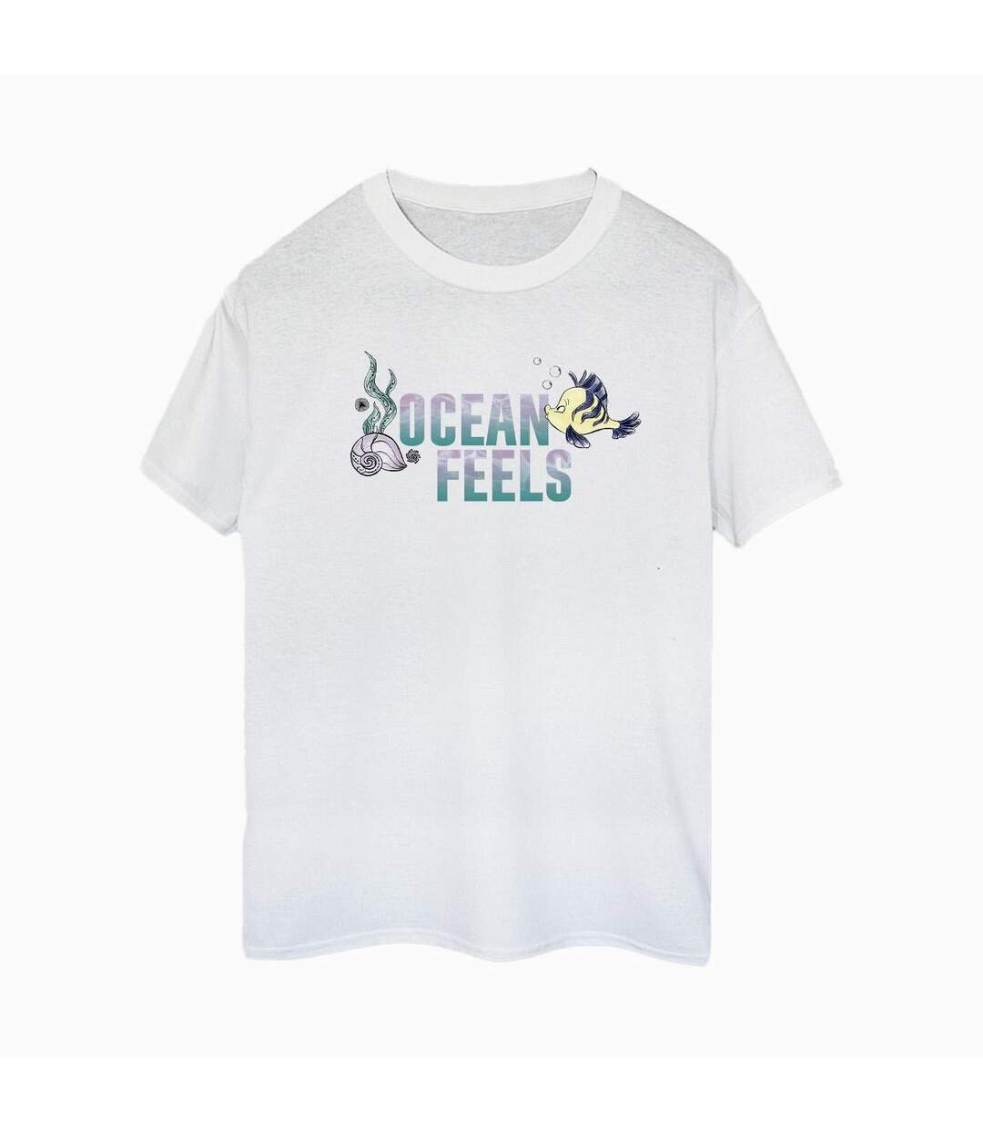 Disney Femme/Ladies The Little Mermaid Ocean Cotton Boyfriend T-Shirt (Blanc) - UTBI31078-1