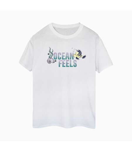 Disney Femme/Ladies The Little Mermaid Ocean Cotton Boyfriend T-Shirt (Blanc) - UTBI31078