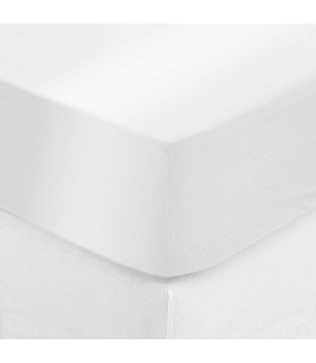 Drap Housse Satine 140x190cm Blanc-1