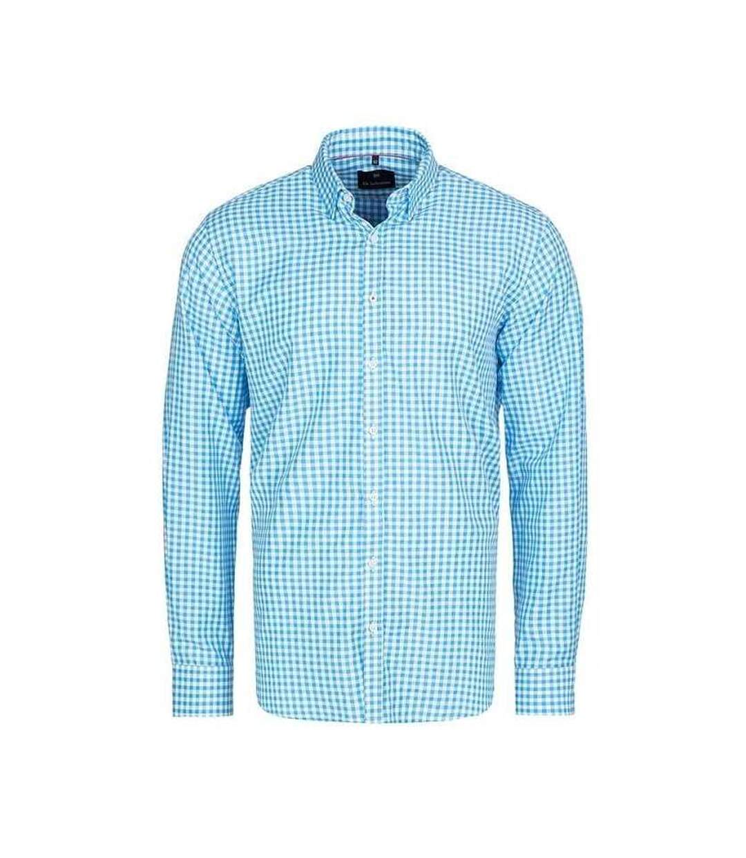 Chemise Motif/style À Carreaux Santorini Homme Turquoise Vif Di Selentino-1