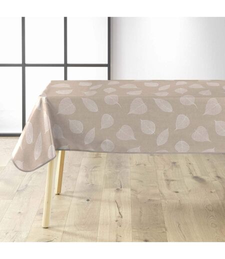Nappe Toile Cirée Feuillys 140x240cm Beige Lin & Blanc