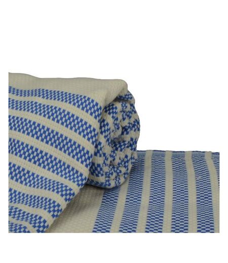 A&R Towels Hamamzz Peshtemal traditional Woven Towel (Ocean Blue/Cream)