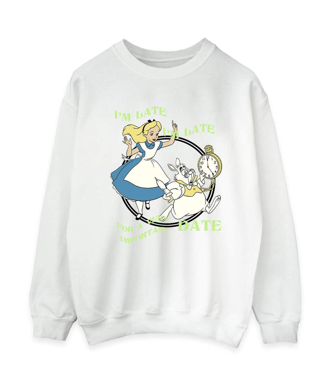 Disney - Sweat ALICE IN WONDERLAND I'M LATE - Femme (Blanc) - UTBI5688-1