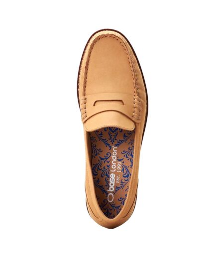 Mens Garfield Leather Penny Loafers Burnt Tan Base London